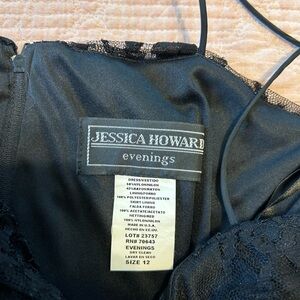 Jessica Howard Black Lace dress with Sheer Trim